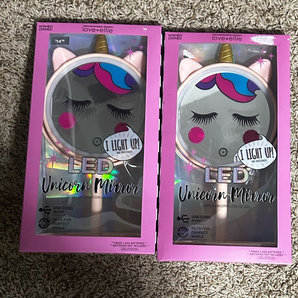 2 led unicorn mirrors